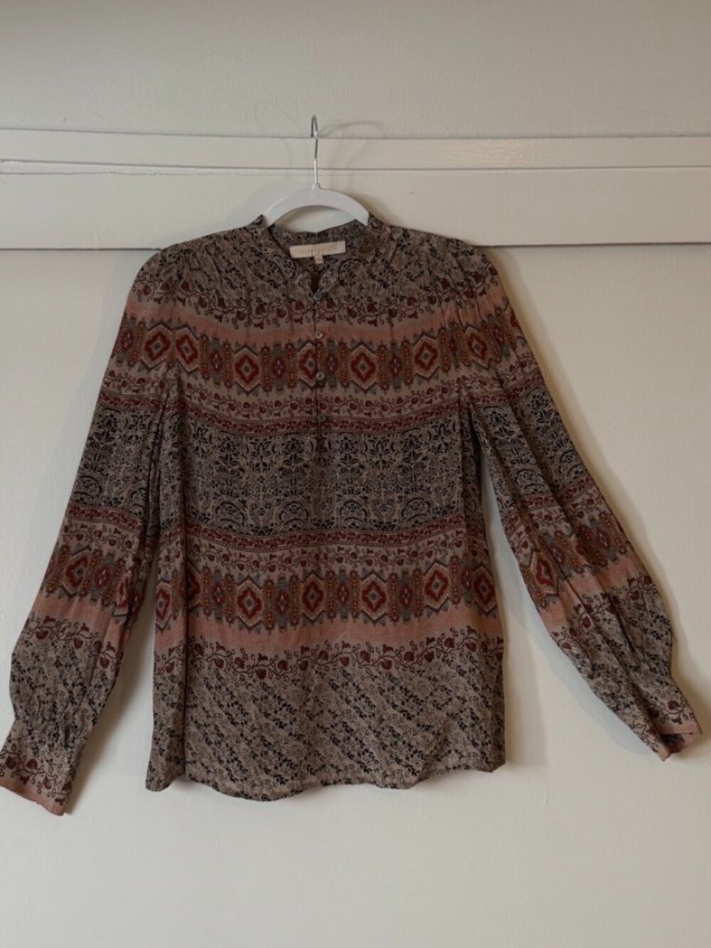 Vanessa Bruno Paisley Geometric Print Long Sleeve Blouse – FR 36 / US 4